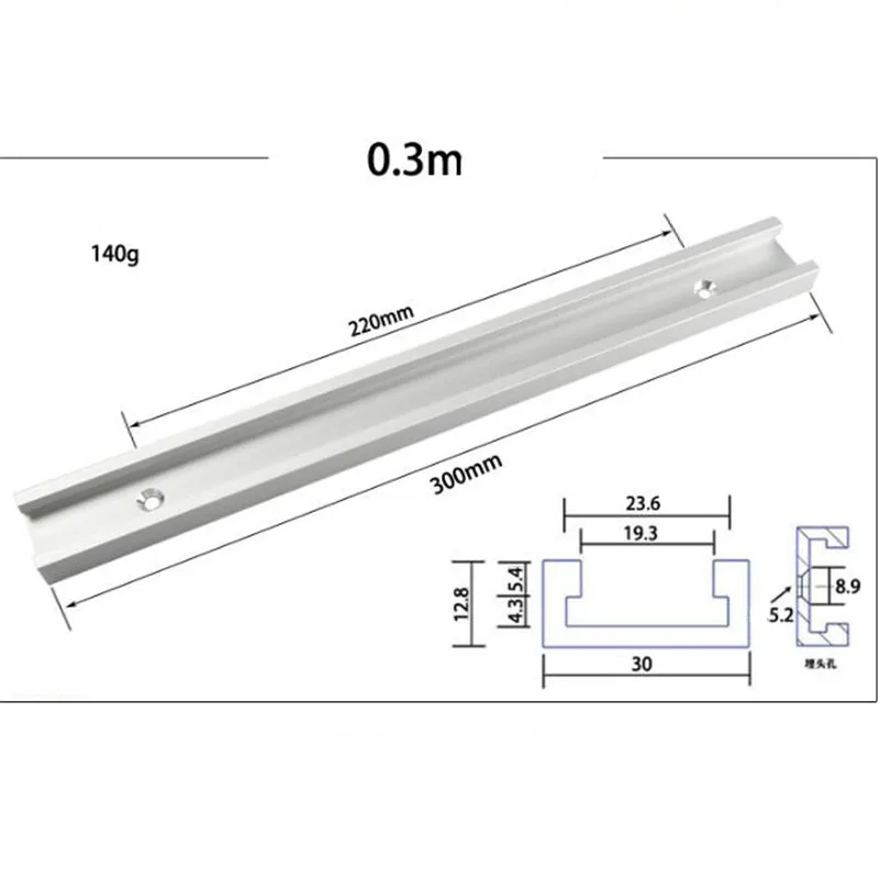Мини алюминиевый сплав Т-треки слот Торцовочная дорожка джиг приспособление Т-слот, деревообрабатывающий пресс зажим, Т-винт Т-слайдер, блок давления - Цвет: T-tracks 30cm