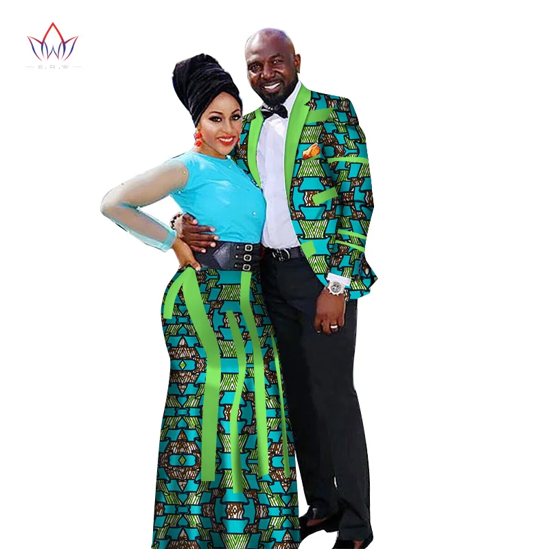Модная африканская пара свадебная одежда Дашики Женская юбка и мужская рубашка для влюбленных Повседневная Свободная традиционная одежда WYQ66
