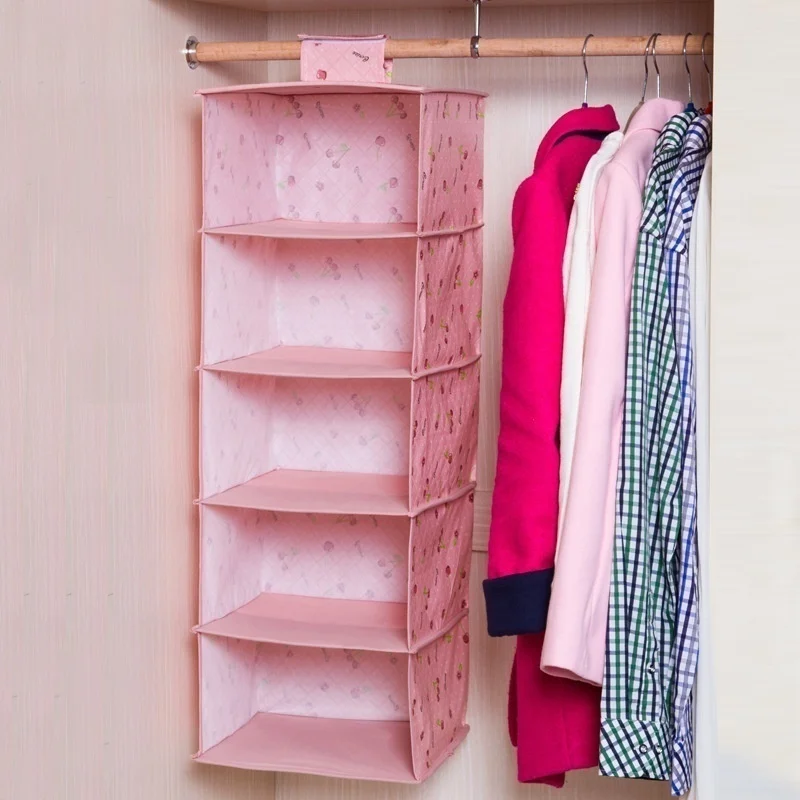 New Hot Sale Simple Cloth 5 Shelf Hanging Closet Organizer Collection