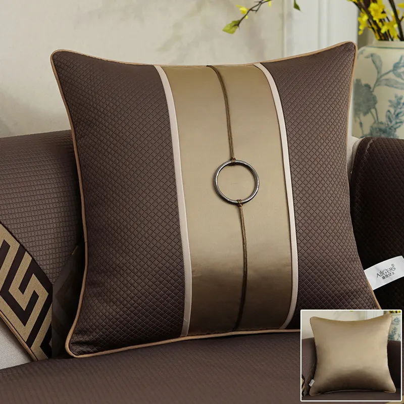 Avigers Luxury Jacquard Stitching Cushion Cover Pillowcase Coffee