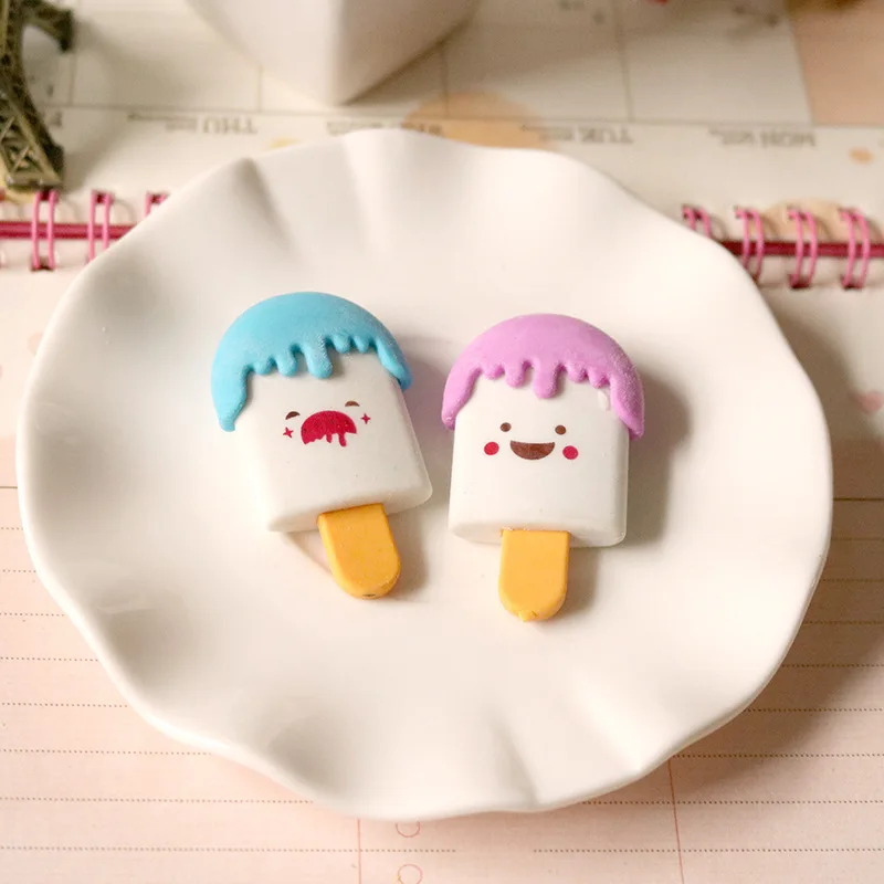 1 PCs Creative Cartoon Fountain Ice Cream Eraser Eraser Students Study Supplies Wholesale