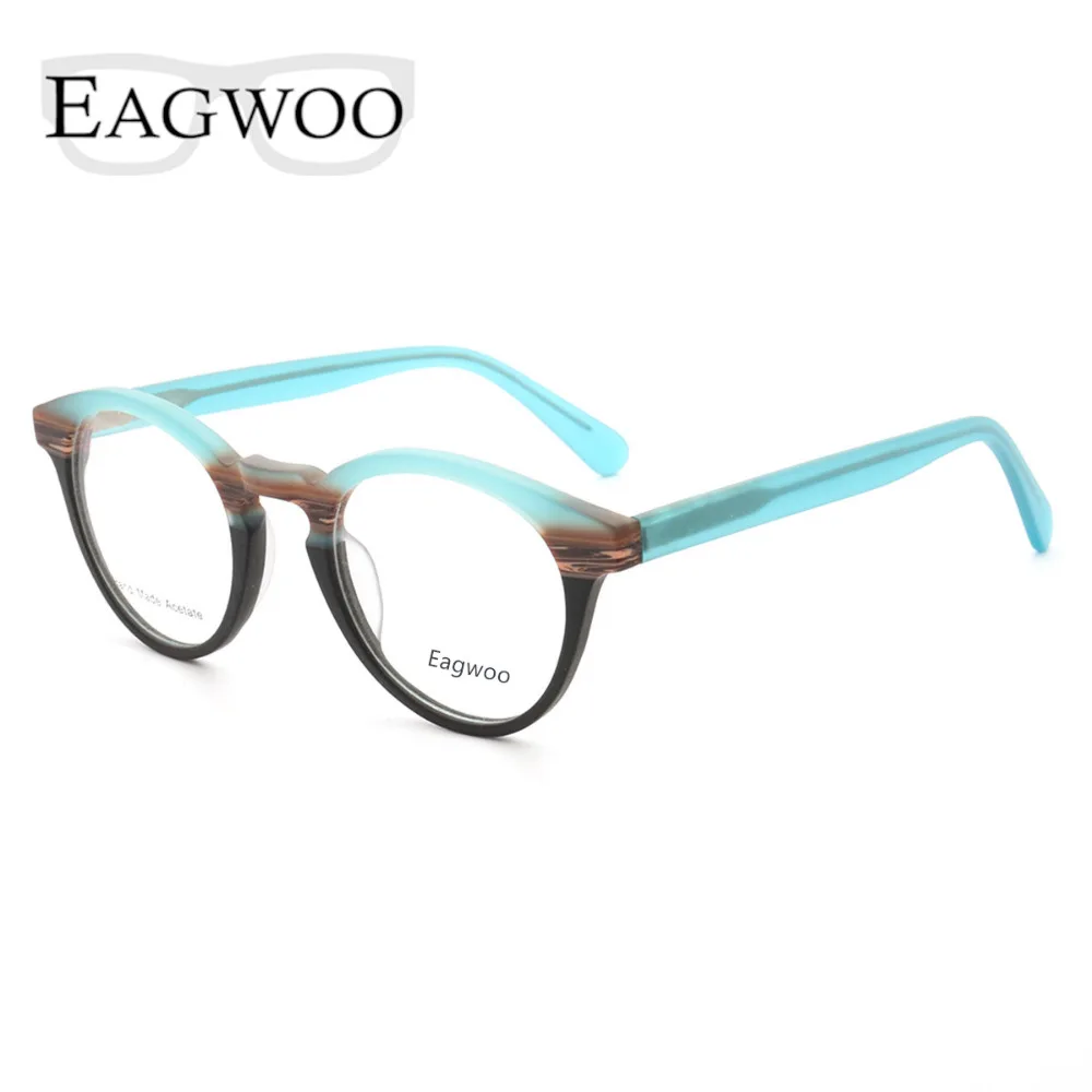 

Cat Eye Round Eyeglasses Designed Full Rim Acetate Optical Frame Bamboo Wooden Acetate Vintage Spectacle With Spring Temple 3293