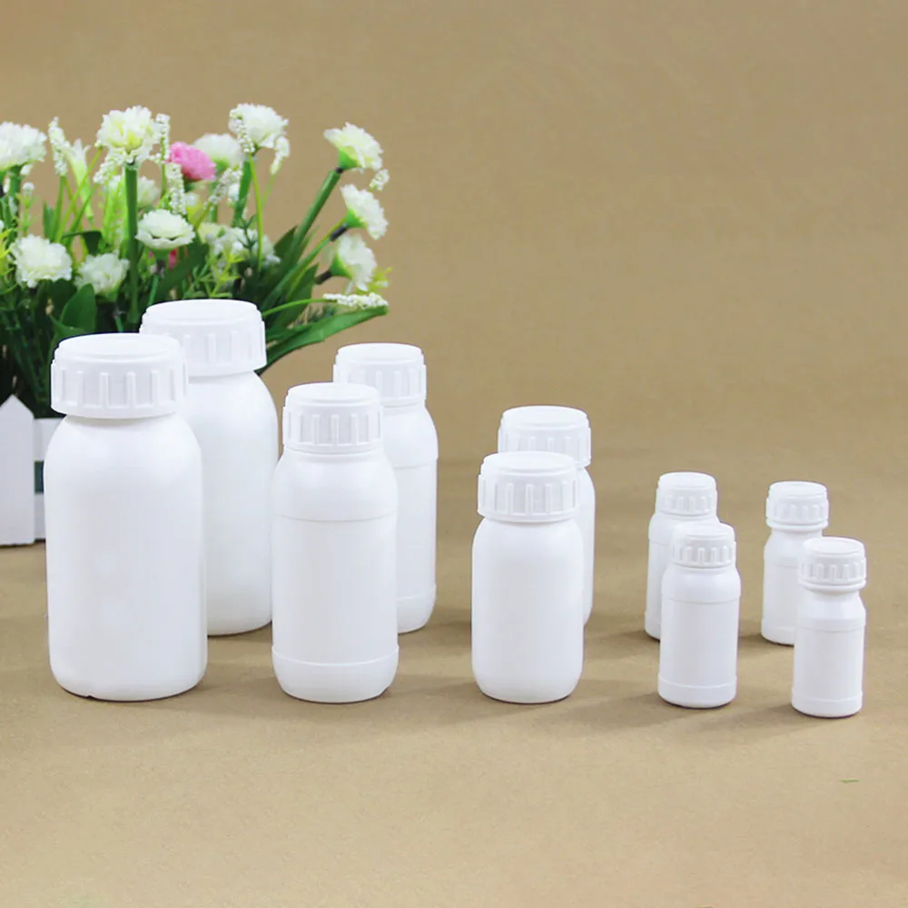 

5PCS Empty Plastic bottle with screw cap Acid Alkali resistant storage container 10ml,20ml,50ml,100ml,200ml food grade HDPE
