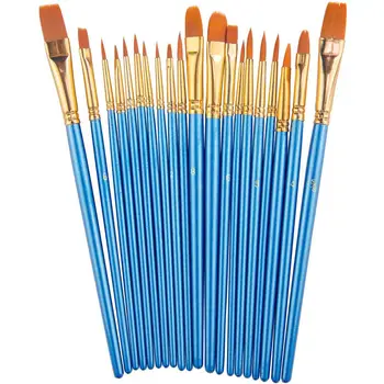 

Paint Brush Set by, 20 pcs Nylon Hair Brushes for Acrylic Oil Watercolor Painting Artist Professional Painting Kits