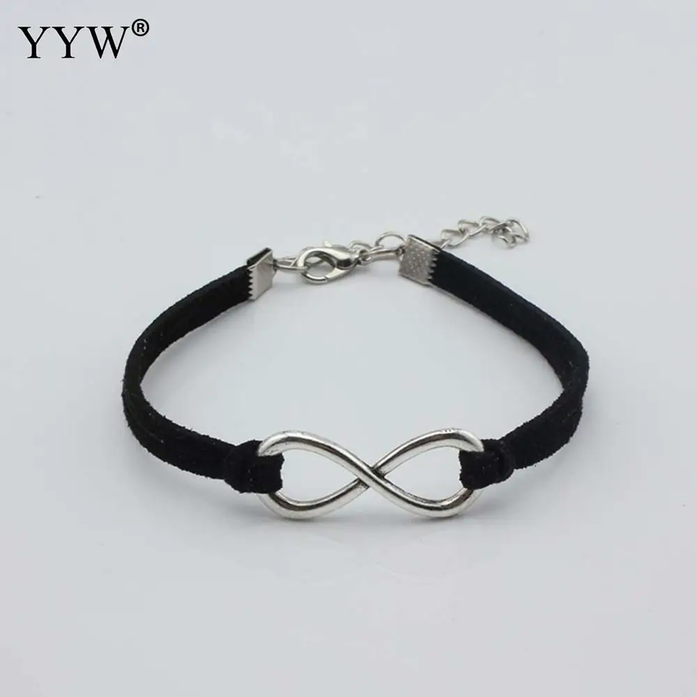 Fashion Infinity Rope Bracelet Hand Woven 16 Color Silver Pu Rope Bracelet Hand Woven