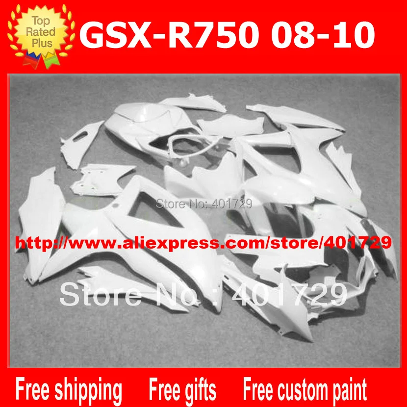 Обтекатели набор для Suzuki GSXR 600 750 08 09 10 GSXR600 GSXR750 2008 2009 2010 все глянцевые белые + 7