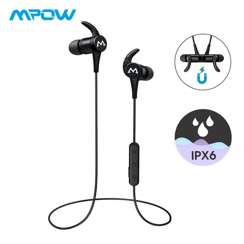 Mpow S8 Беспроводные спортивные наушники Bluetooth 4 1 магнитные IPX6 водонепроницаемые HD
