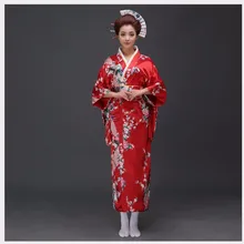 Традиционное женское сексуальное атласное кимоно юката с Obi представление танцевальное платье японский косплей костюм цветок один размер