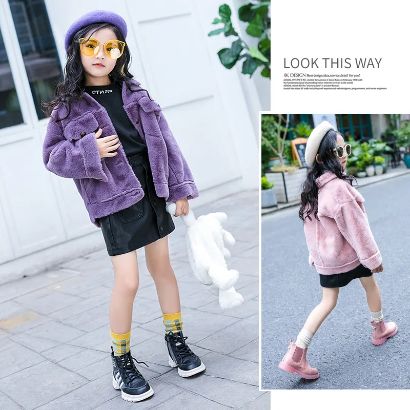 

girls faux fur coat kids 2018 . purple meisjes jassen kids jackets for girls