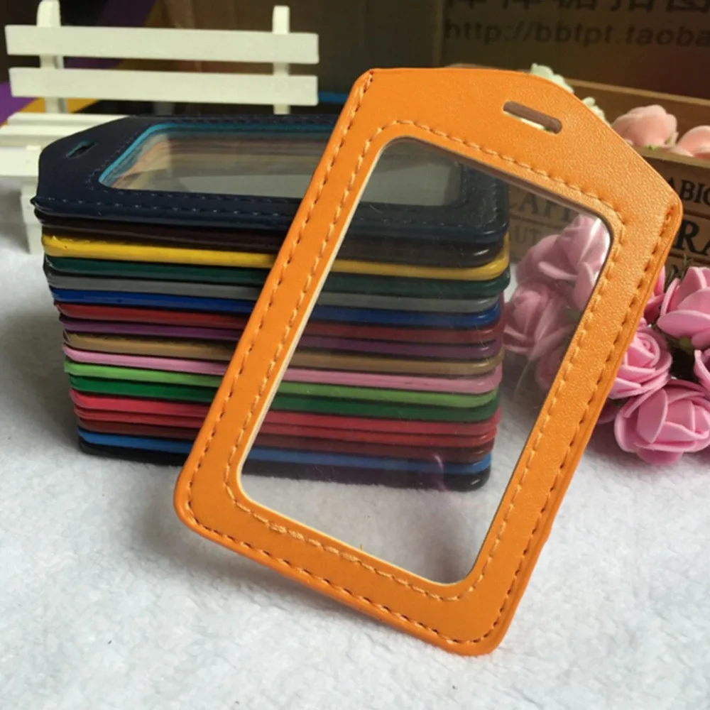 

1Pc PU Card Case Holder Candy color Portable String Fashion ID Bus Identity Badge with Lanyard Porte Carte Credit