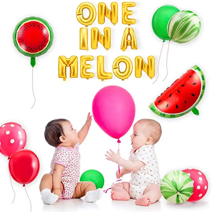 Воздушные шары One in a Melon Fat арбуз 1-я тема первый день рождения баннер лето