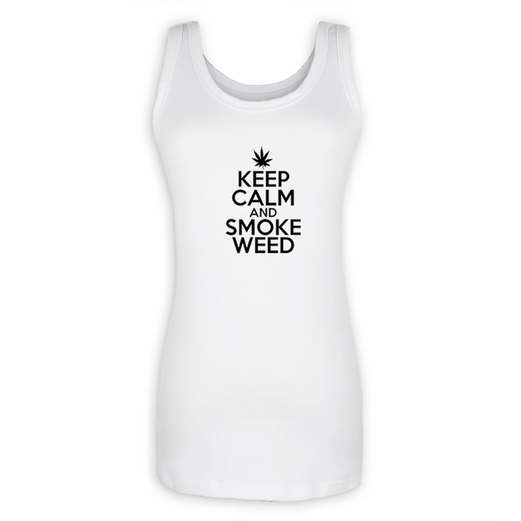 Женская майка с круглым вырезом KEEP CALM AND SMOKE WEED модные персональные летние топы