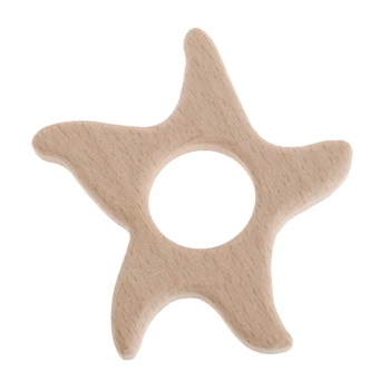 

Handmade Natural Wooden Starfish Shape Baby Kids Teether Teething Toy Shower Gift