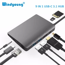 Док-станция USB C type C для Macbook USB C-HDMI Mini DP 4K RJ45 Ethernet USB 3,0 аудио 3,5 мм Тип C зарядная док-станция для ноутбука
