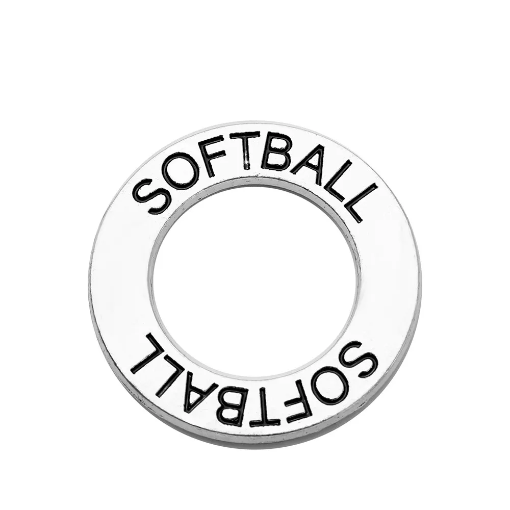 

10pcs Charms Softball Circle Sport 25x25mm Antique Silver Pendant Softball Circle Sport Charms For Jewelry Making
