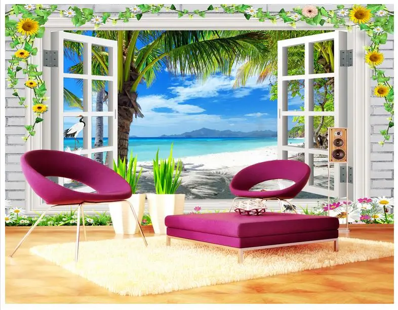 Custom 3d wallpaper for walls 3 d wall murals wallpaper Island coconut