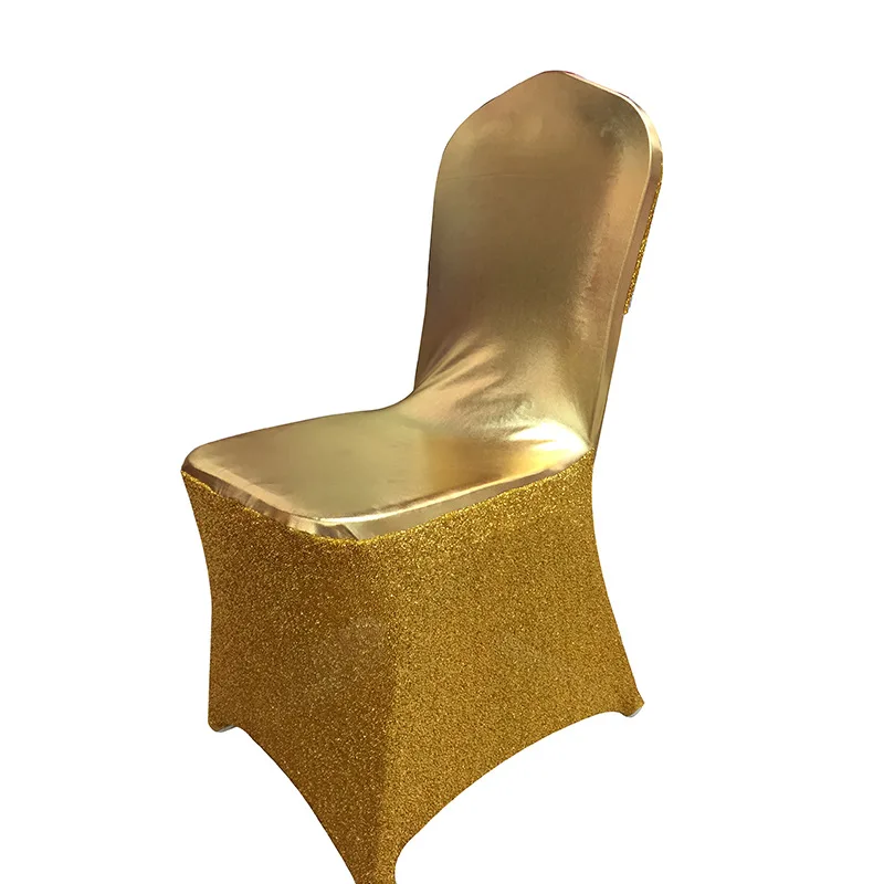 Блестящий Золотой блестящий лайкрой чехол для стула для банкета свадьбы 100 шт