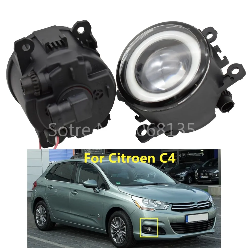 

2pcs/lot New Car Accessories 90mm Angel eye + LED Fog Lamps light For Citroen C4 Coupe LA 2004-2010