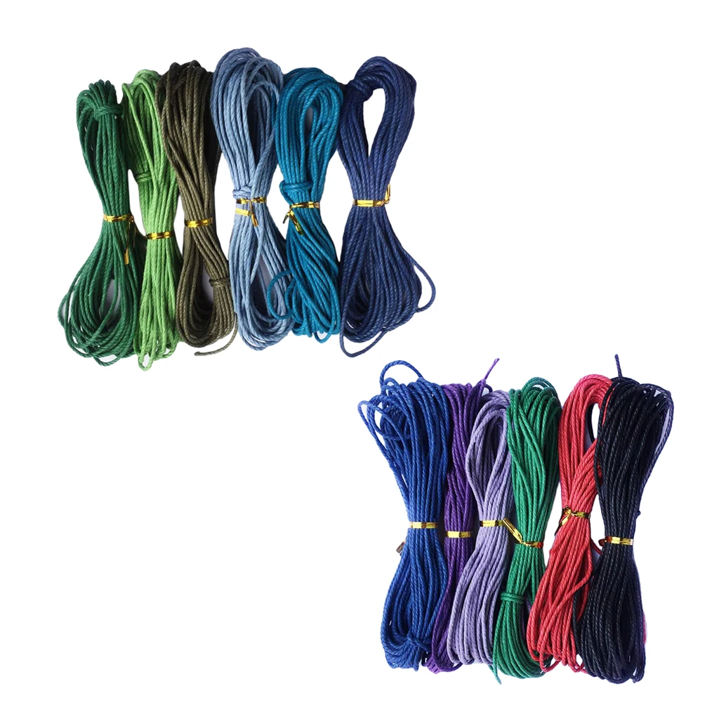 12pieces Mixed Color 2mm Round Wax Cotton Cord Thread DIY Bracelet Necklace Jewelry Beading Craft Supply