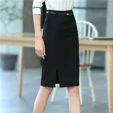 Формальные женские юбки тонкие женские черные юбки женская одежда длиной до колена стиль(пояс в комплект не входит