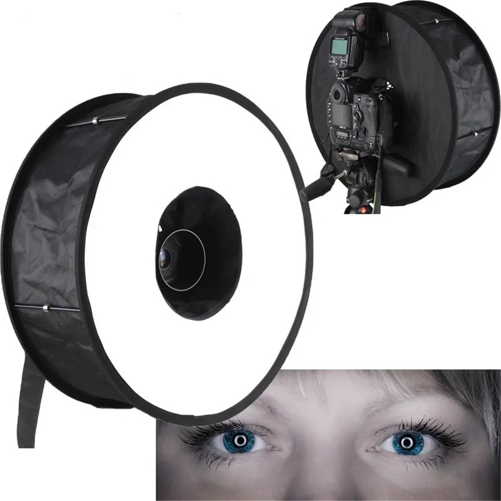 

45cm Universal Foldable Ring Flash Softbox Macro Diffuser Reflector for Canon Nikon Sony Speedlight