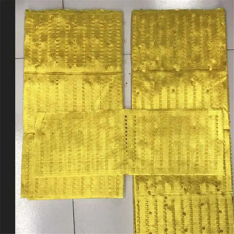 Желтого цвета в нигерийском стиле тюрбан ASO OKE голова из ткани галстуком-бабочкой ASO OKE конструкций Африканский головной платок и Ipele для свадьбы для женщин, 14 цветов, костюмы-L5