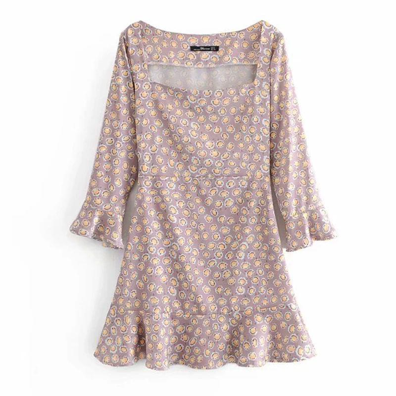 Women's Clothing Dress 2019 Retro Court Small Shrug Bell Sleeve Dress Ms Summer Street Sexy Slim Fit Temperament Clothing