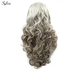 Sylvia Ombre блондинка длинные свободные волны синтетический синтетические волосы на кружеве Искусственные парики для вечерние женщин косплэй