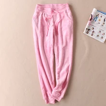 Женские пижамные штаны, зимние пижамные штаны из кораллового флиса, теплые женские штаны, гостиная сон