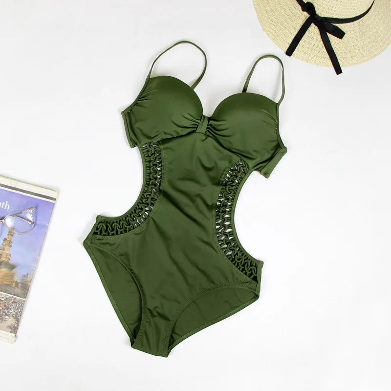 One Piece Swimsuit Sexy Swimwear Women Summer Beach Wear Bathing Suit Bandage Backless Halter Top Monokini Bodysuit