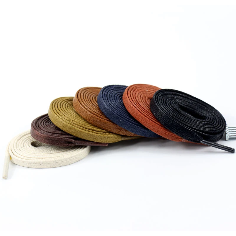 JUP 1 Pair Length 60-180CM Waxed Cotton Flat Shoelaces Leather Shoes Shoestring Leather Boots Shoe Laces Martin Boots Shoelace