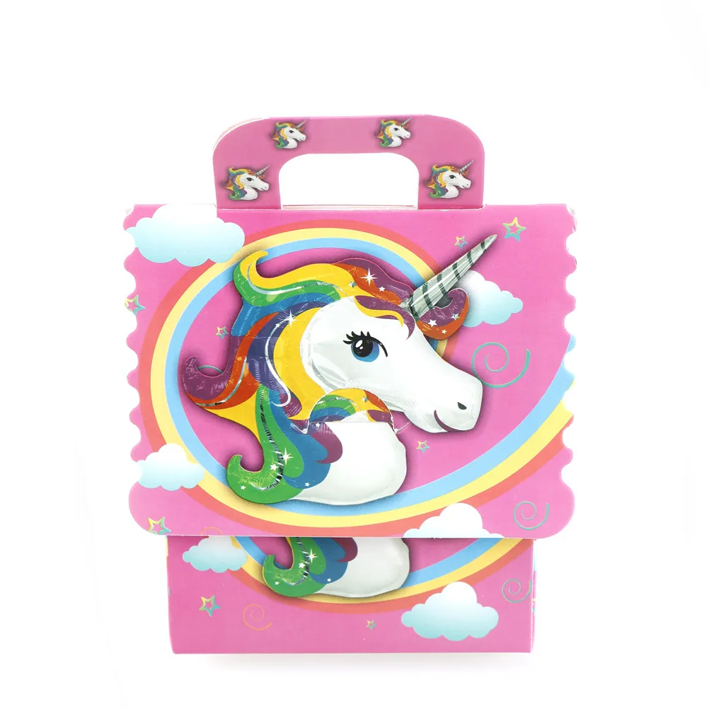 Event Party Supplies 6pcs/lot Unicorn Theme Cartoon Paper Bags Baby Shower Souvenirs Gift Candy Boxs Birthday Party Decorations