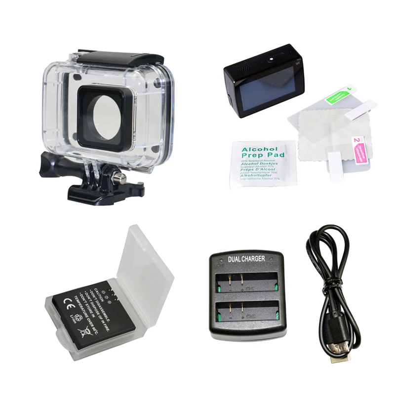 

Action Camera Accessories Bundle Waterproof Case + Extra Battery + Battery Charger + Protector Film For Xiaomi Yi 4K Action Cam
