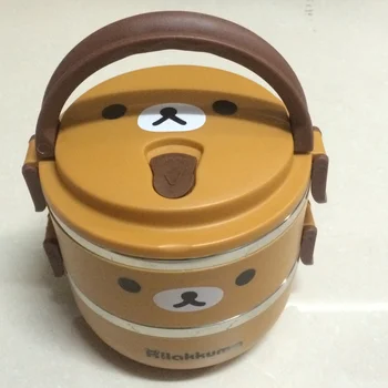 

Free Shipping Two Layer Cartoon Portable Food Storage Box Kids Thermal Insulated Food Container Bento Lunch Box Tableware(152)