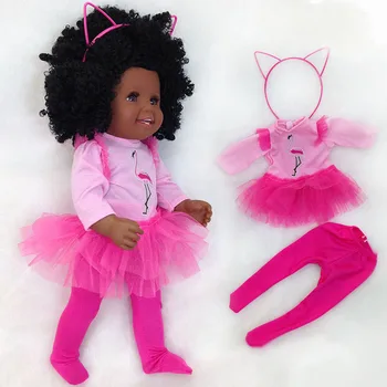 

45cm/18 Inch American Princess vinyl newborn reborn Doll black skin collectible Doll modeling doll Doll Kid's Birthday gifts