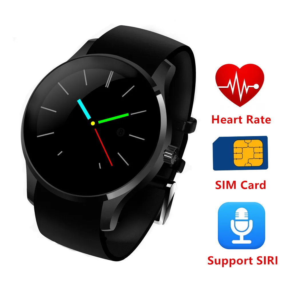Round Metal font b Smartwatch b font K88S smart watch with SIM card Heart Rate Monitor
