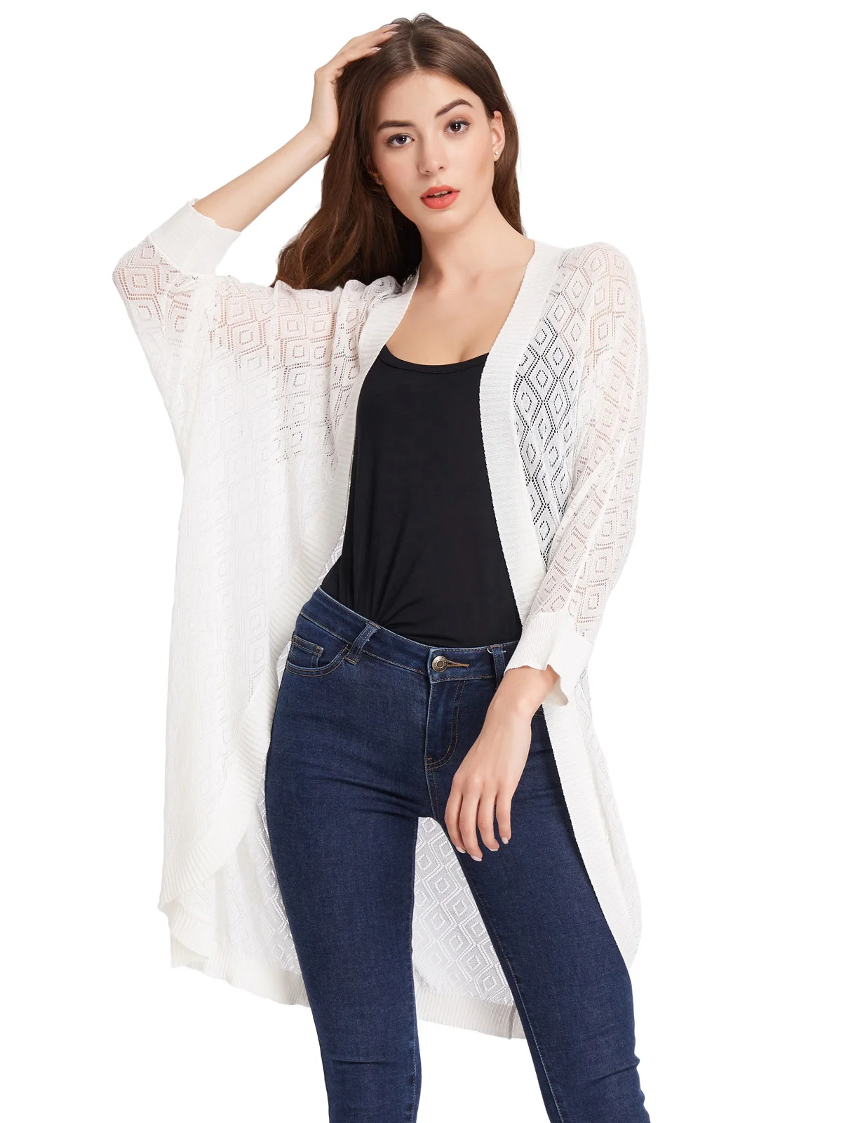 Women solid Knit Batwing Tops Cardigan Warm Coat Sweater