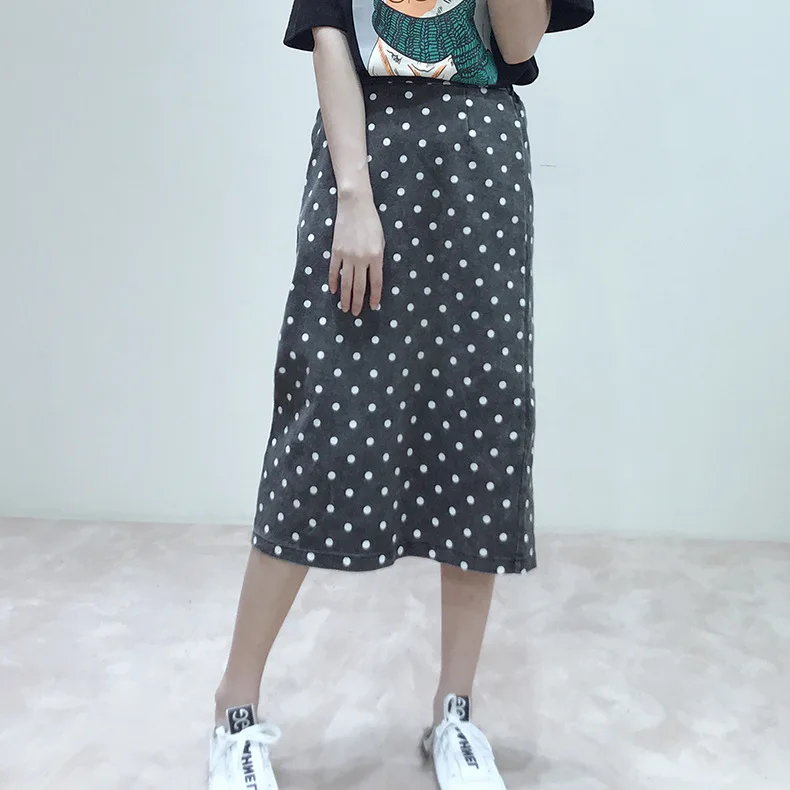 

2019 White Dot Pattern Skirts Womens Bodycon Elegant High Waist Hip Wrap Midi Skirt Office Ladies Sexy Skinny Long Pencil Skirt