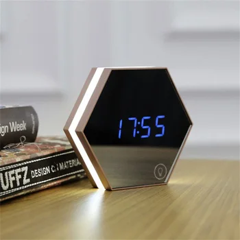 

LED Digital Alarm Clock Mirror Multi-function Night Light Makeup Mirrors Touch Control LED Table Alarm Clocks Lamp Hanging Clock