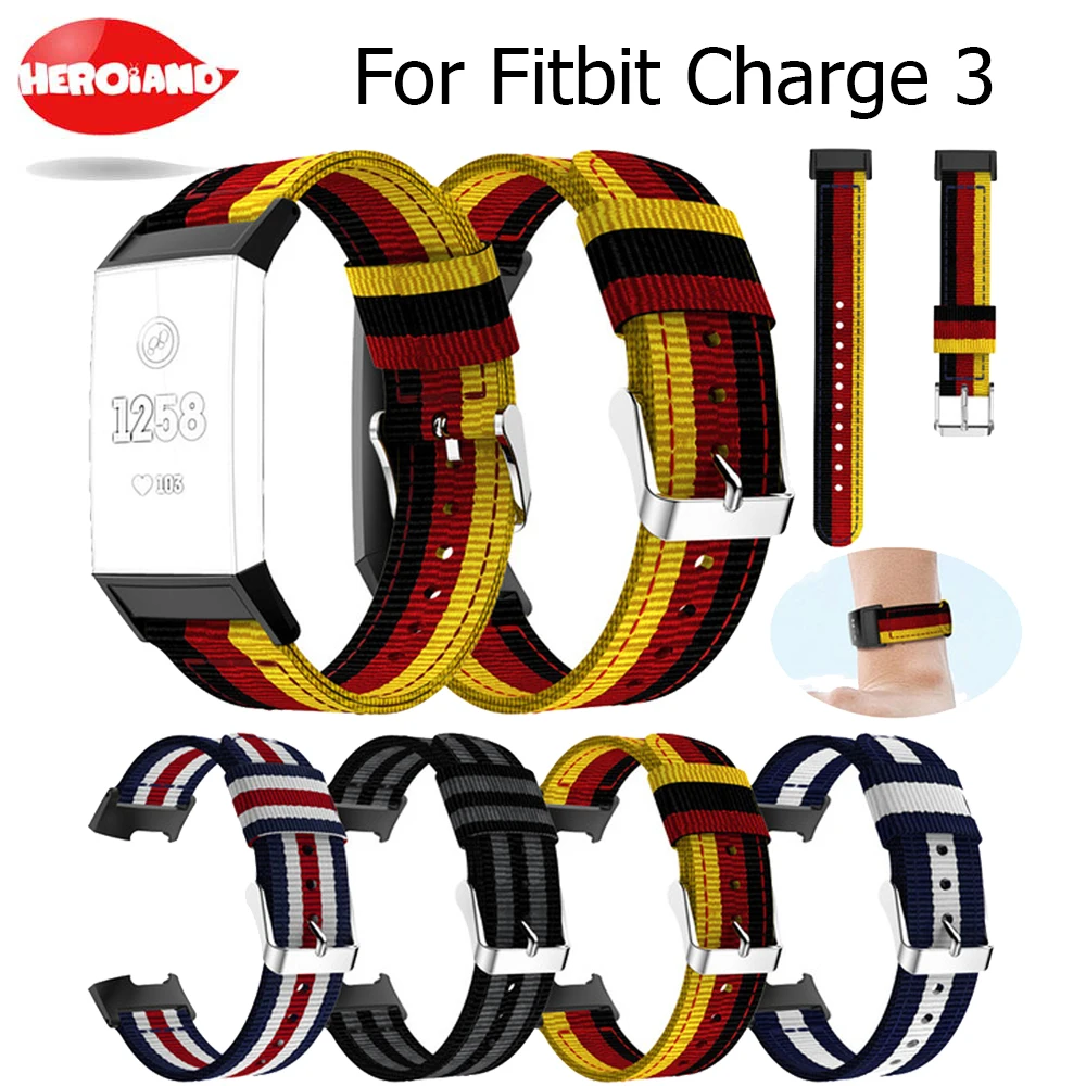 

Replacement For Fitbit Charge 3 Band Nylon Fabric Strap Band Interchangeable Smart Fitness Watch Band With Stainless for Charge3