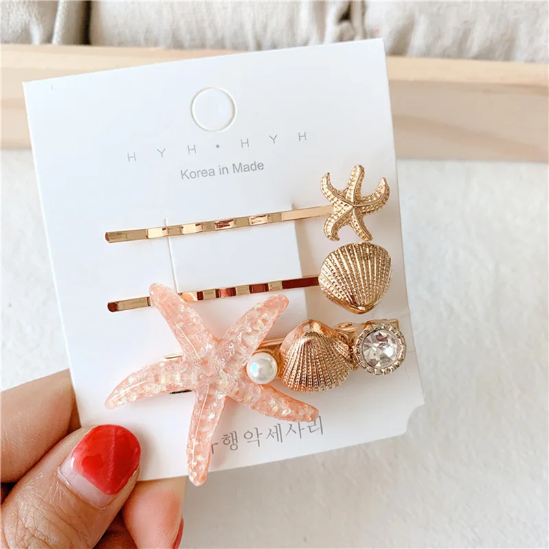 2/3Pcs/Set Ins Starfish Shell Hairpin Barrettes Headwear Hair Grip Girls Hair Clip Hair Accessories - Цвет: Set 2