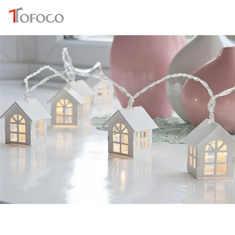 TOFOCO LED NevoIty Wood House 1 5 м 10 шт. Гирлянда для украшения вечеринки гирлянда свадебной