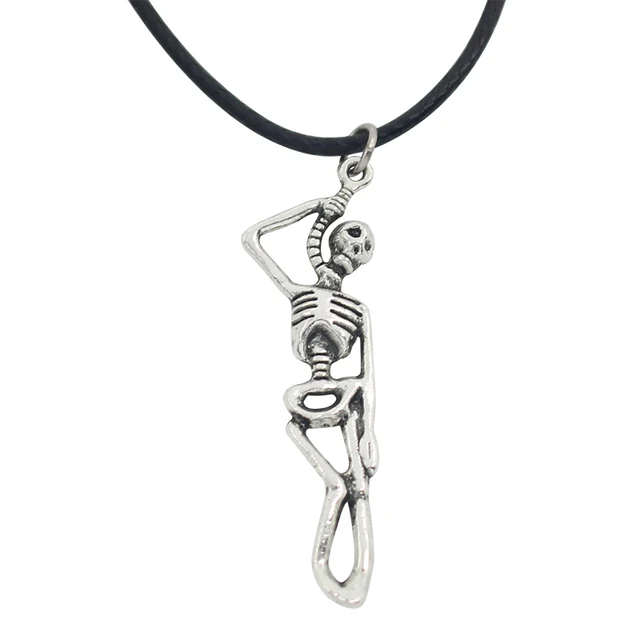 Best Price Fashion Skull Skeleton Pendant Necklaces Choker Steampunk The Walking Dead Ghosts Zombie Leather Rope Chain Necklace For Men