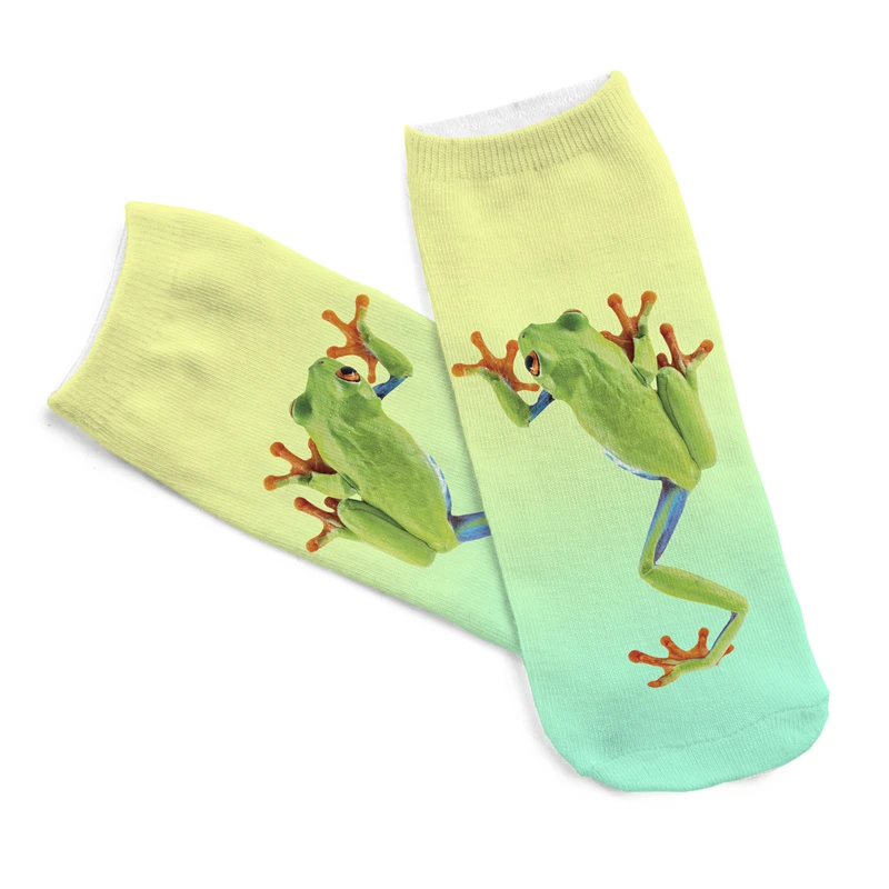Новинка года; дизайнерские носки с 3D изображением лягушек; градиентные носки унисекс из полиэстера; дышащие носки до лодыжки; женские носки; повседневные носки с героями мультфильмов