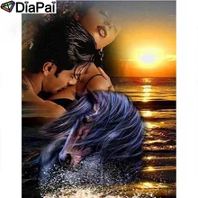 DIAPAI 5D DIY Diamond Painting Full Square/Round Drill "Couple sunset" Diamond Embroidery Cross Stitch 3D Decor A23370