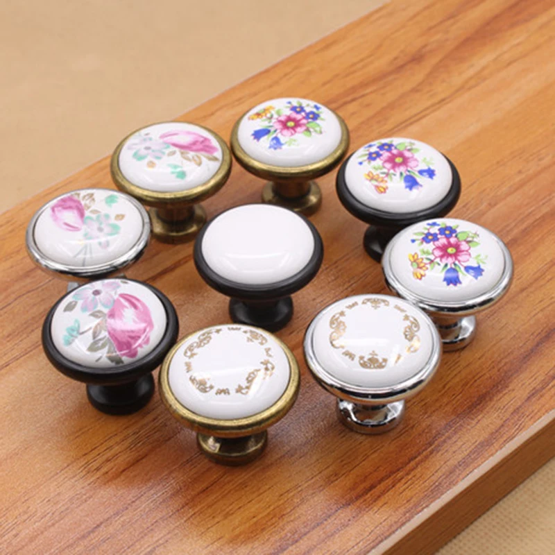 

2016New 10Pcs Ceramics Embroidery Door Knobs Handle Drawer Kitchen CH17