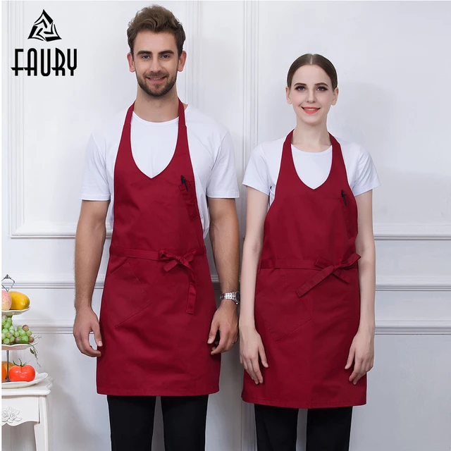Wholesale Adjustable V Neck Apron Food Service Coffee Shop Bakery