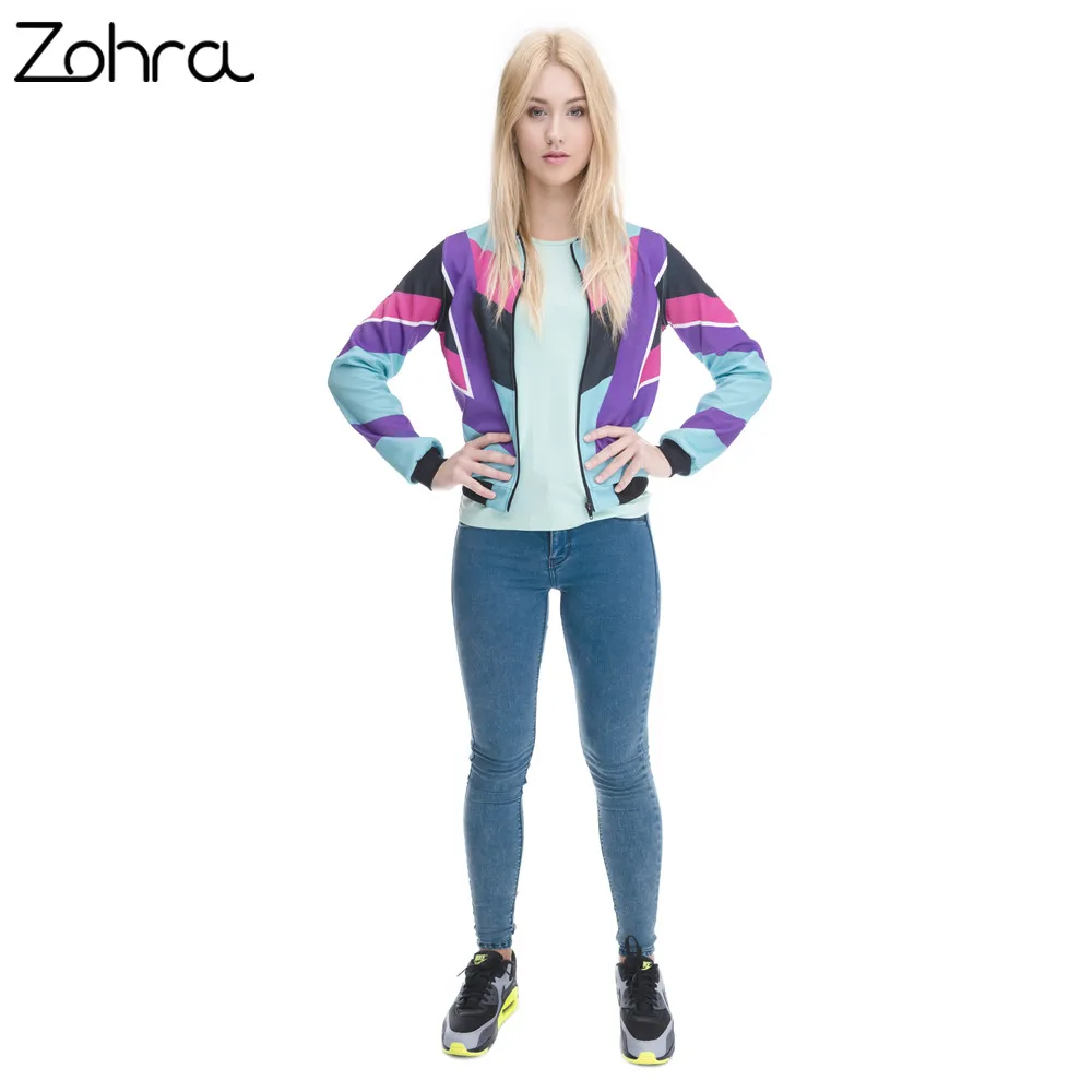 Zohra Hot S Women Bomber Jacket Printing 90s Design Chaquetas Mujer Fashion Slim Outwear Women Jackets Basic Coats