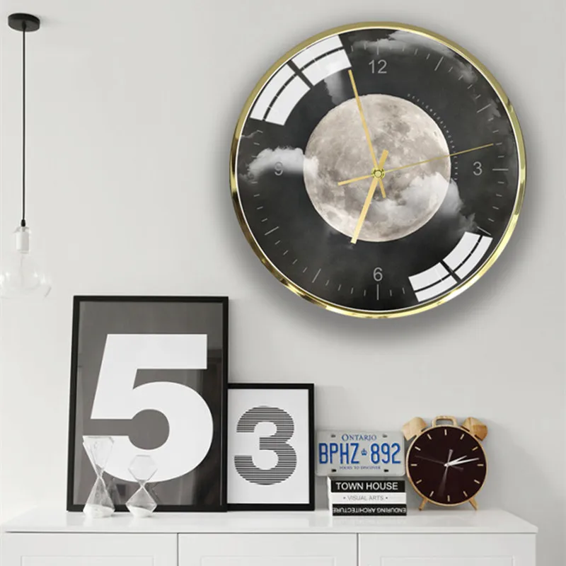 

Nordic Modern Personality Fashion Simplicity Moon earth Super silent quartz wall clock