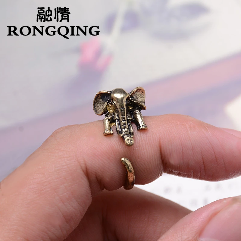 

RONGQING NEW Fashion Anillo 10pcs/lot Animal Elephant Rings Plated Jewelry Adjustable Rings for Women and Children